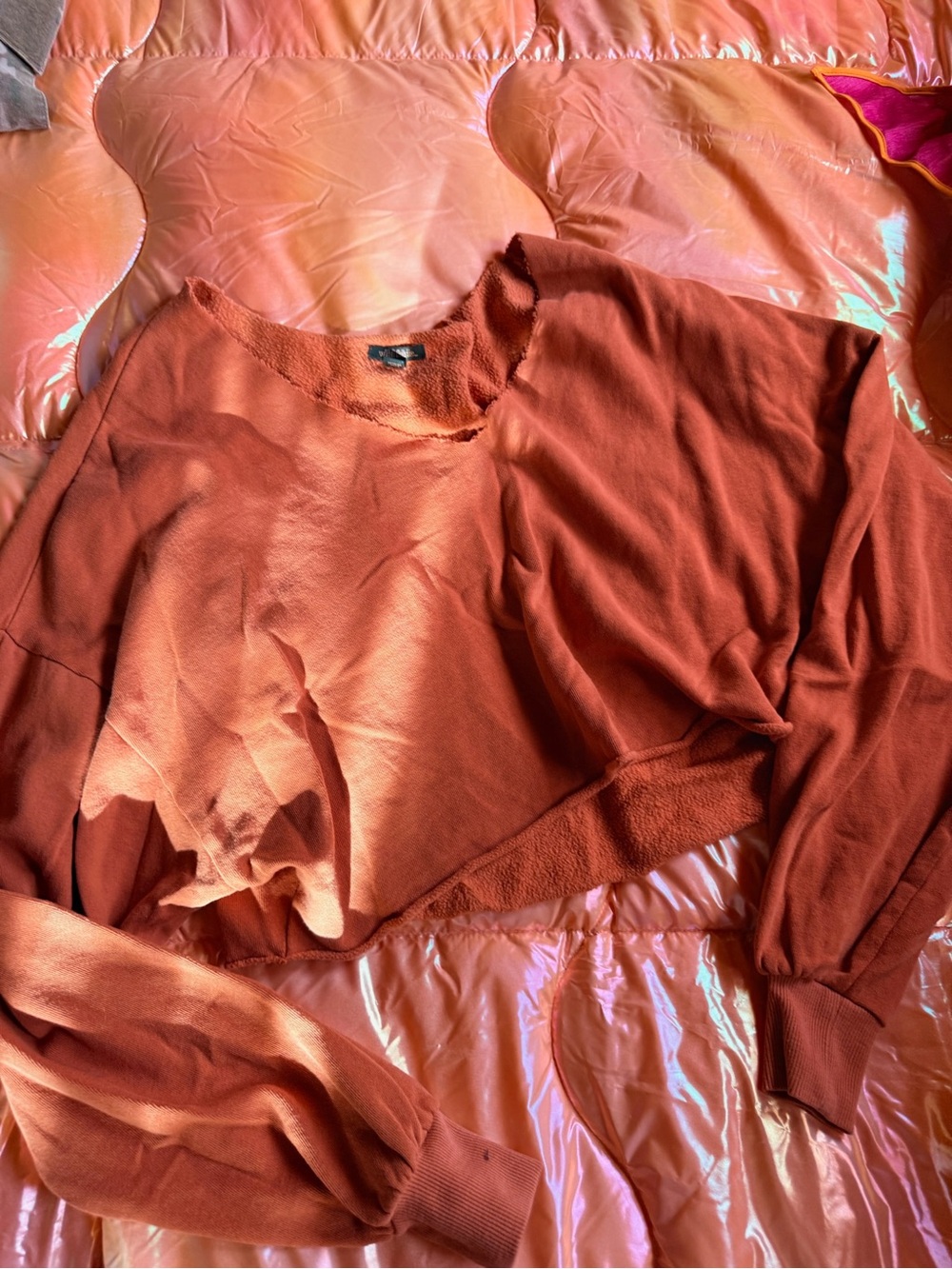 wild fable Cropped Rust Orange Long-Sleeve Sweatshirt